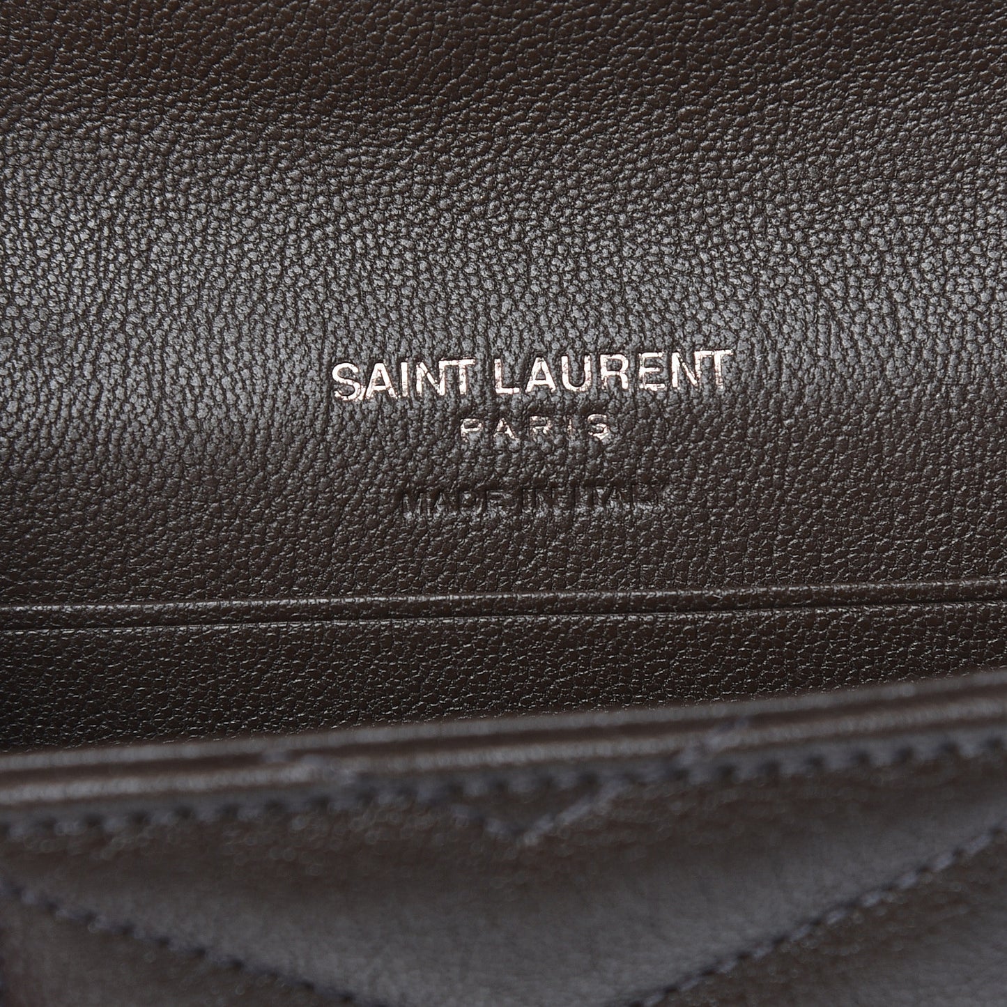 Lambskin Mixed Matelasse Chevron Small Monogram Envelope Wallet Dark Brown