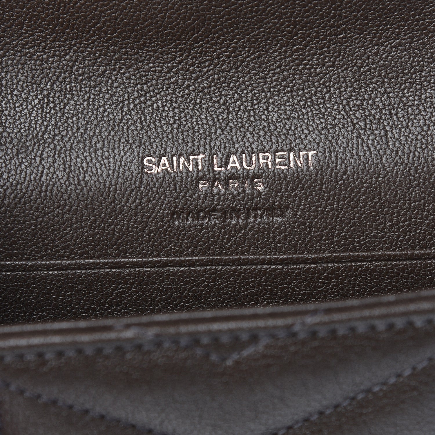 Saint Laurent Lambskin Mixed Matelasse Chevron Small Monogram Envelope Wallet Dark Brown 6 of 8