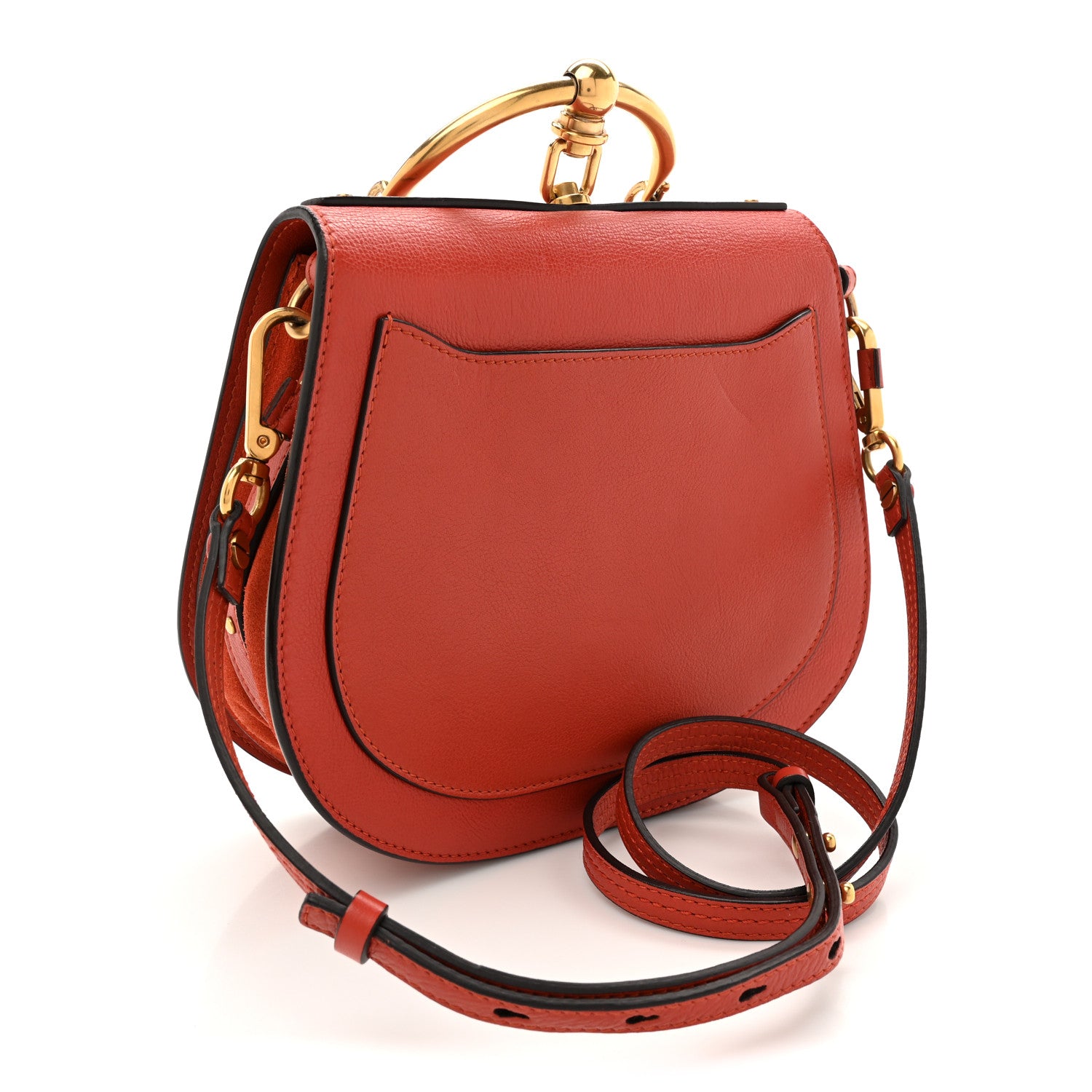 Chloe Calfskin Suede Medium Nile Bracelet Bag Earthy Red 3 of 14