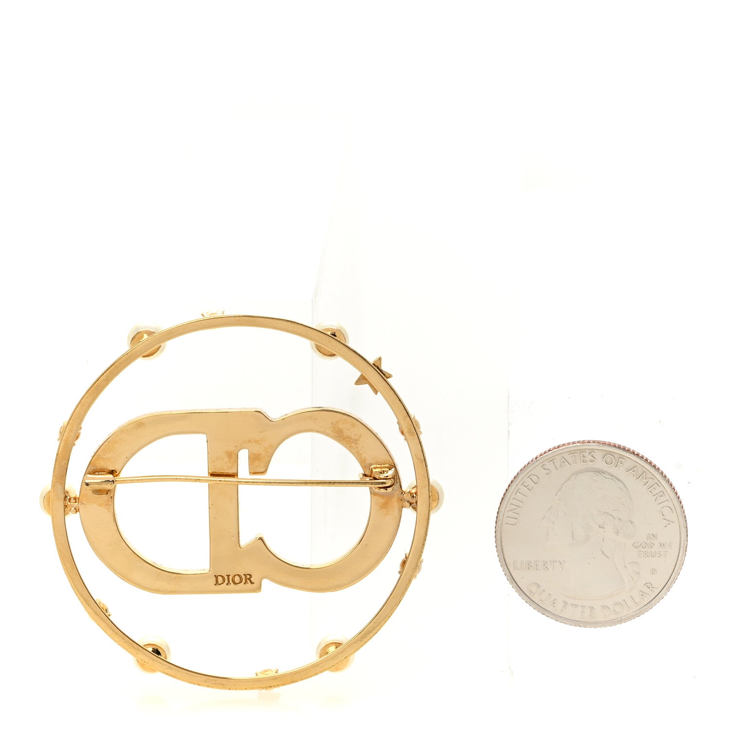 Christian Dior Crystal Pearl Clair D Lune Brooch Gold 1826043