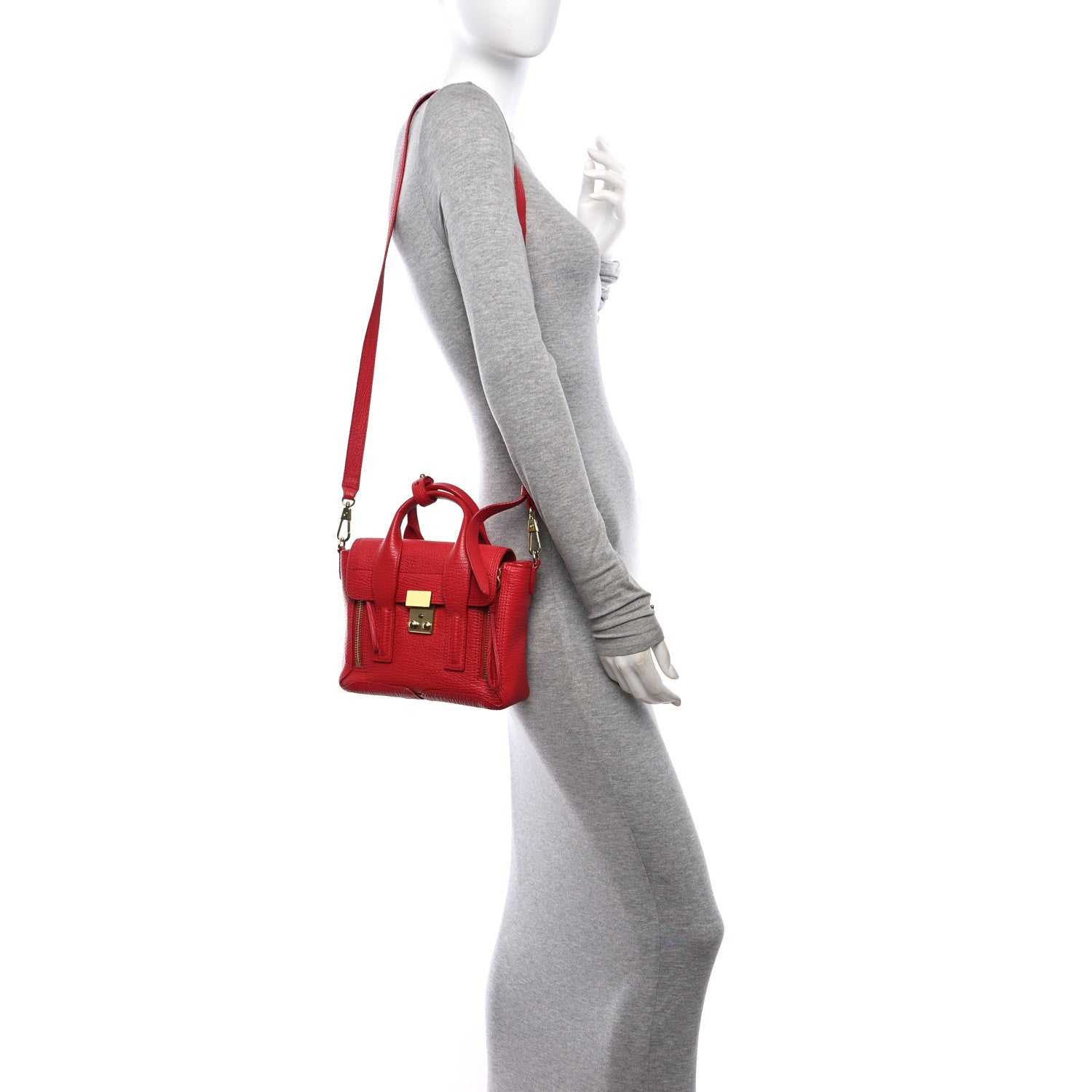 3.1 Phillip Lim Textured Calfskin Mini Pashli Satchel Red 2 of 11