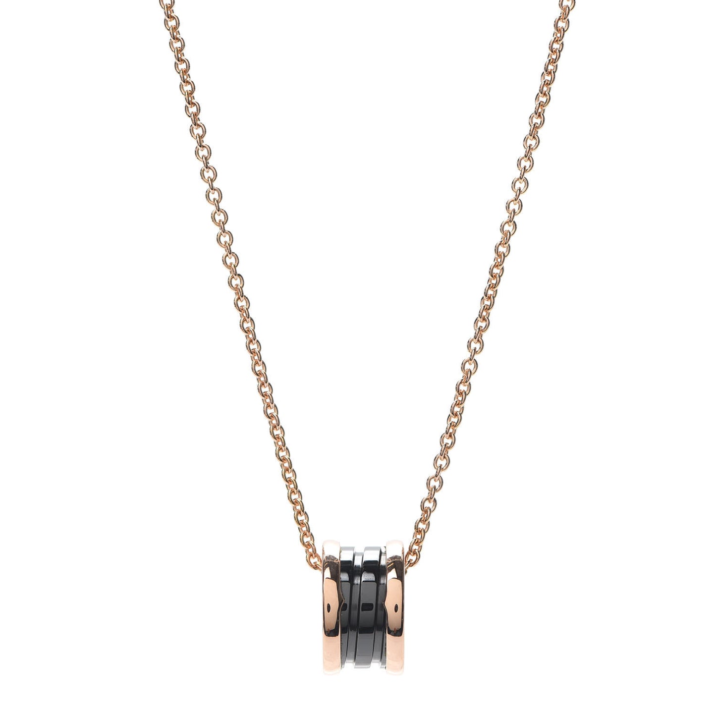 18K Rose Gold Black Ceramic B.Zero1 Pendant Necklace