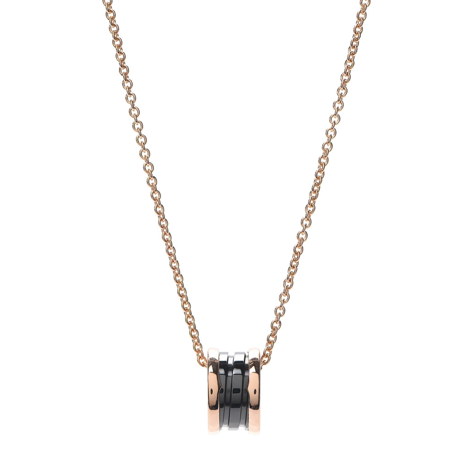 Bulgari 18K Rose Gold Black Ceramic B.Zero1 Pendant Necklace 1 of 8