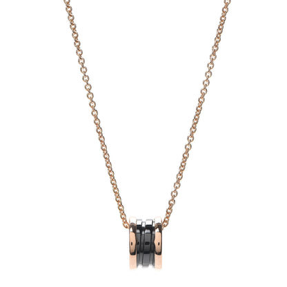 Bulgari 18K Rose Gold Black Ceramic B.Zero1 Pendant Necklace 1 of 8