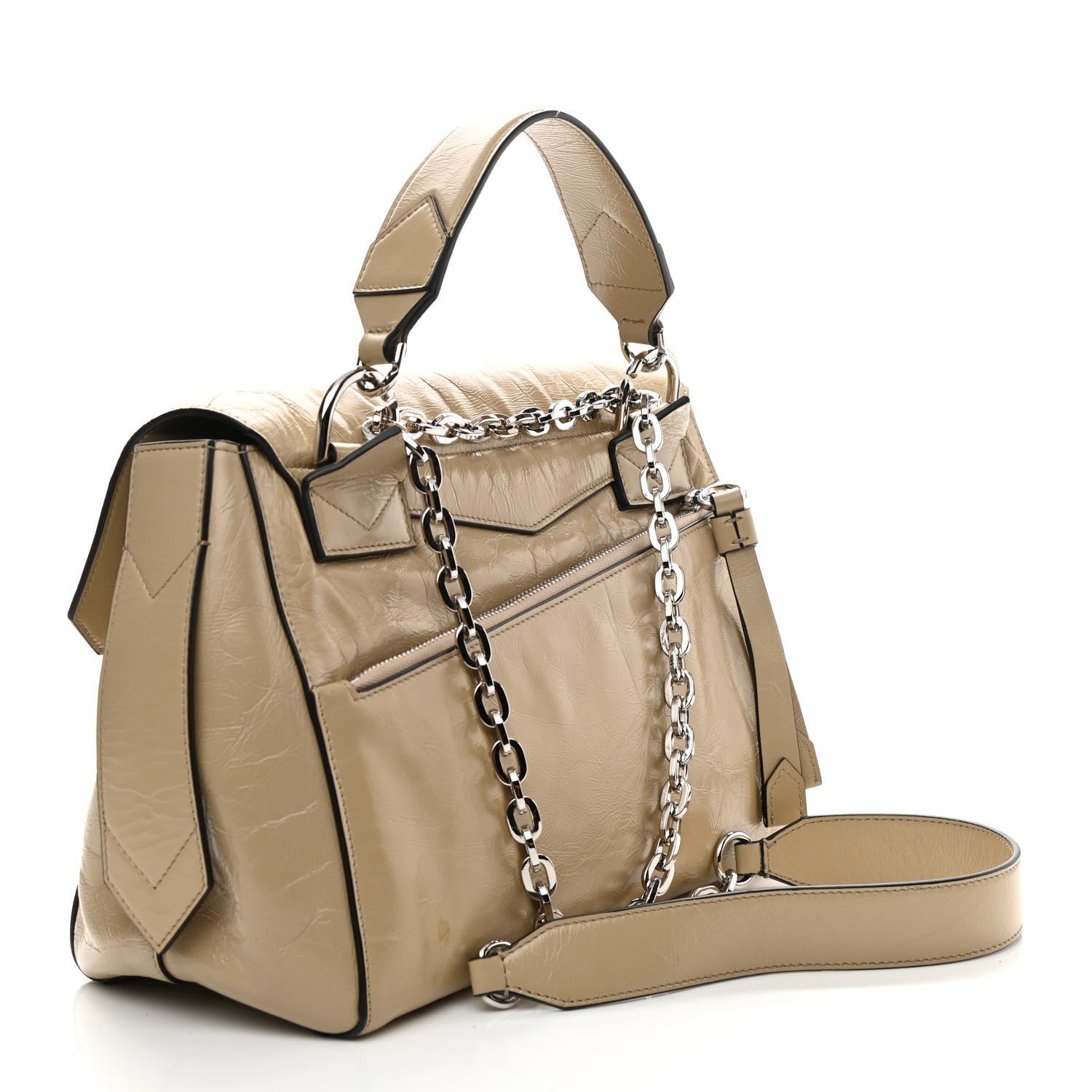 Givenchy Creased Patent Calfskin Medium ID Flap Beige 3 of 9