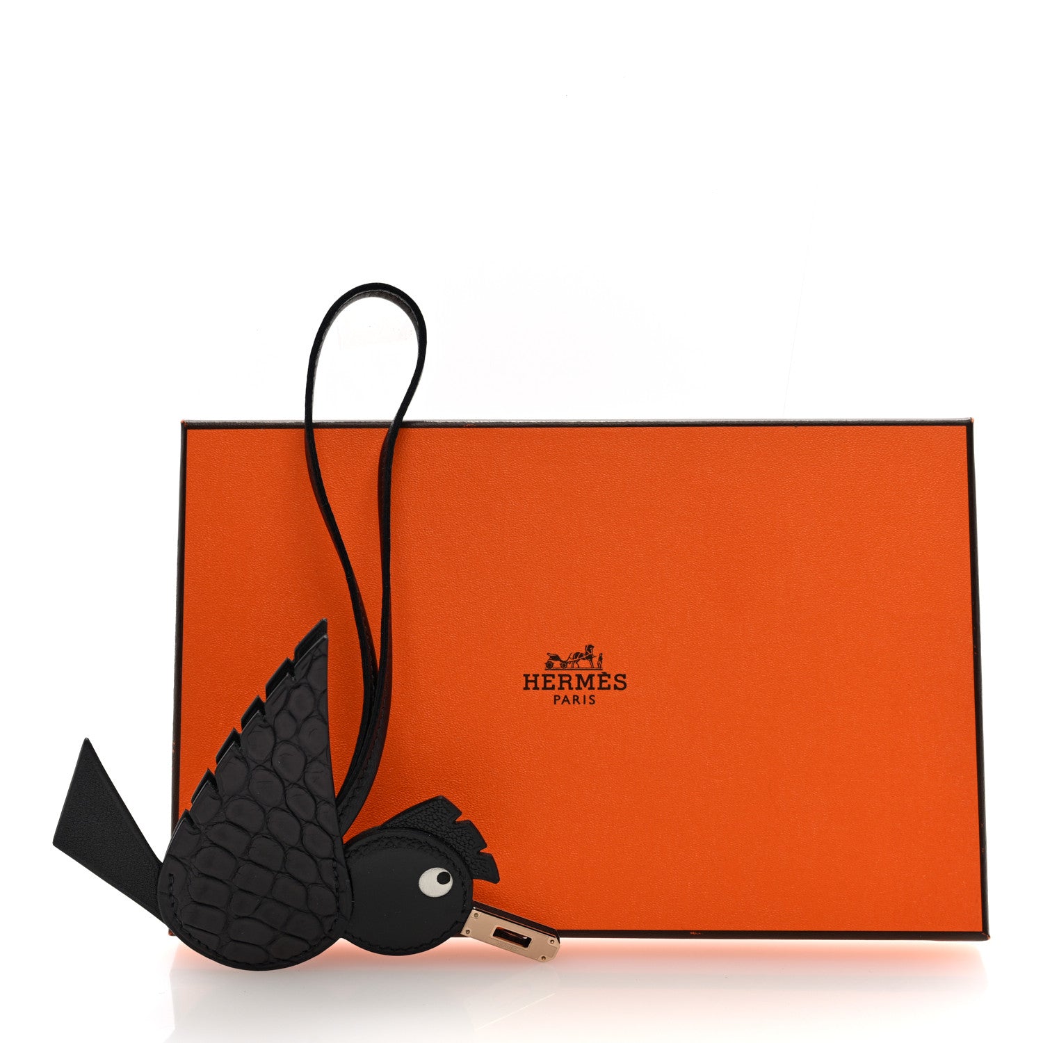 Hermes Swift Alligator Birdy Bag Charm Black 4 of 4