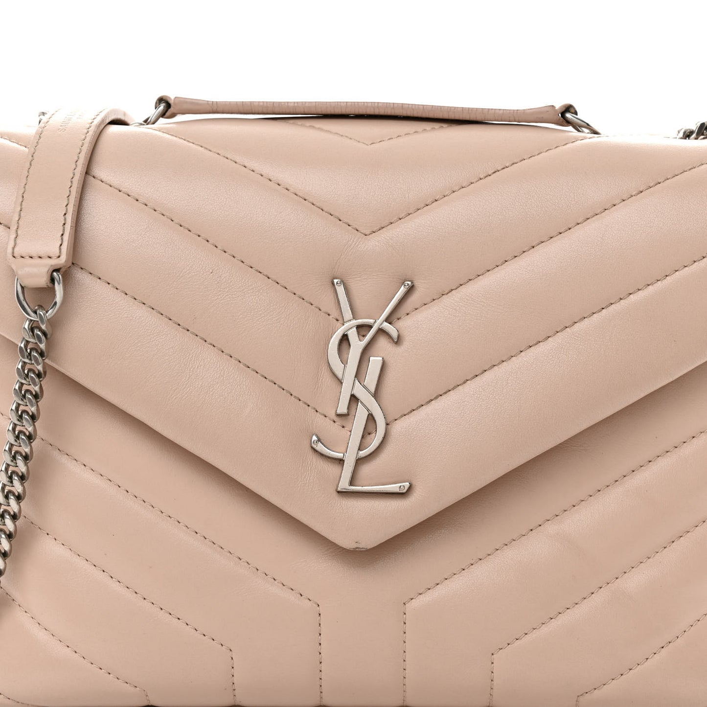 Calfskin Y Quilted Monogram Small Loulou Chain Satchel Marble Pink