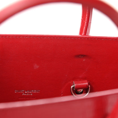Saint Laurent Calfskin Crocodile Embossed Small Sac De Jour Eros Red 12 of 14