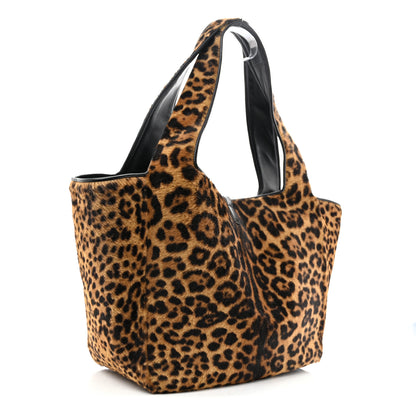 Saint Laurent Pony Hair Nappa Leopard Print Le 5 A 7 Bea Tote Earth Black 3 of 12