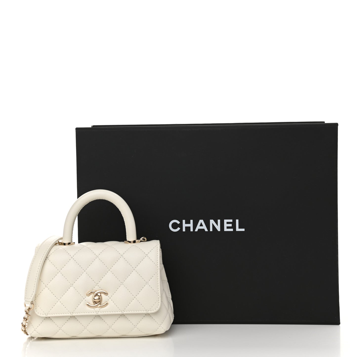 Caviar Quilted Extra Mini Coco Handle Flap White