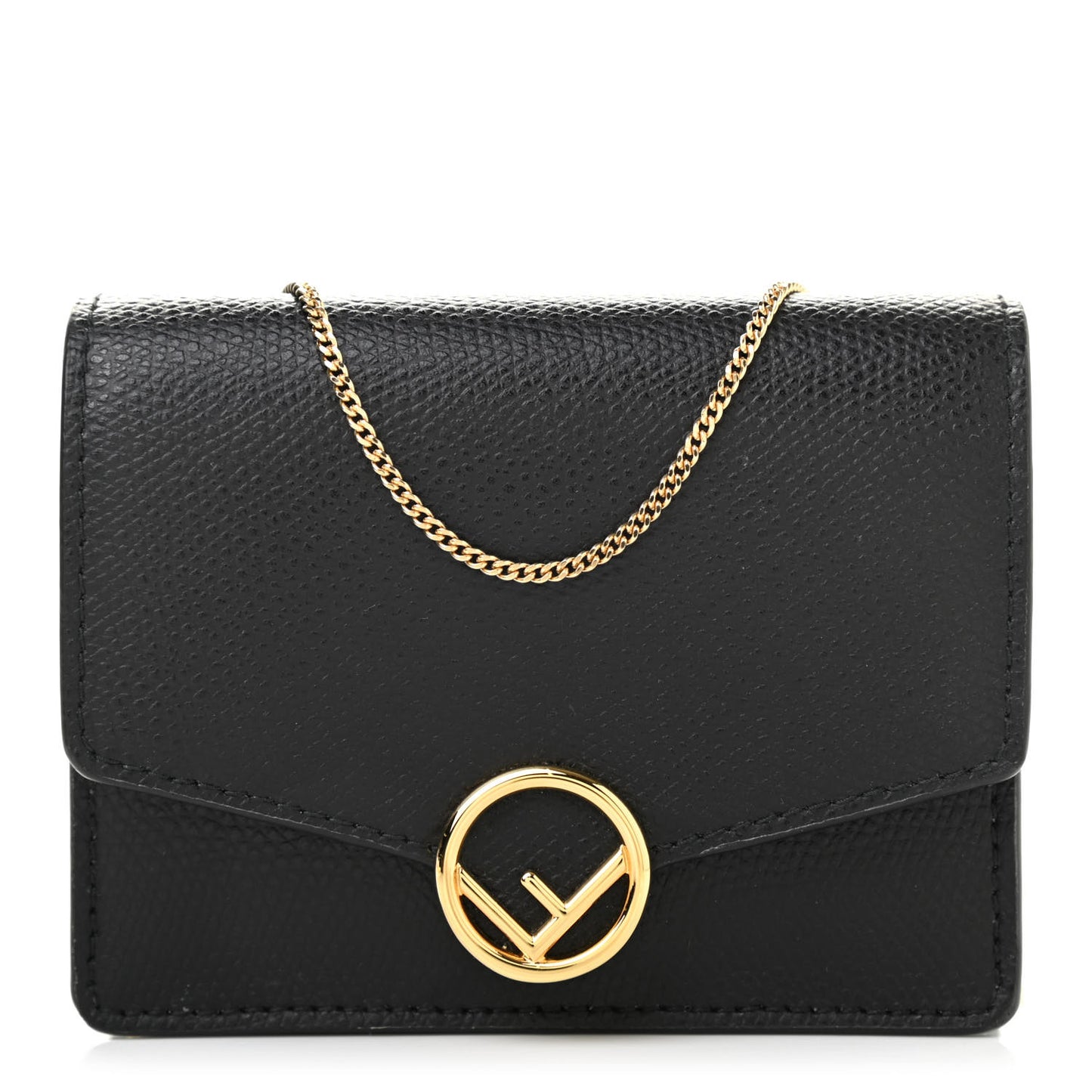 Vitello Cruise F is Fendi Geometric Flap Wallet on Chain Black