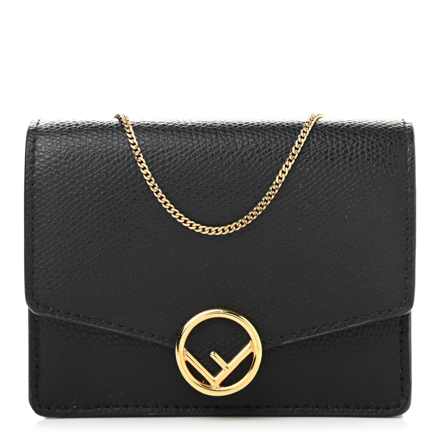 Fendi Vitello Cruise F is Fendi Geometric Flap Wallet on Chain Black 1 of 8