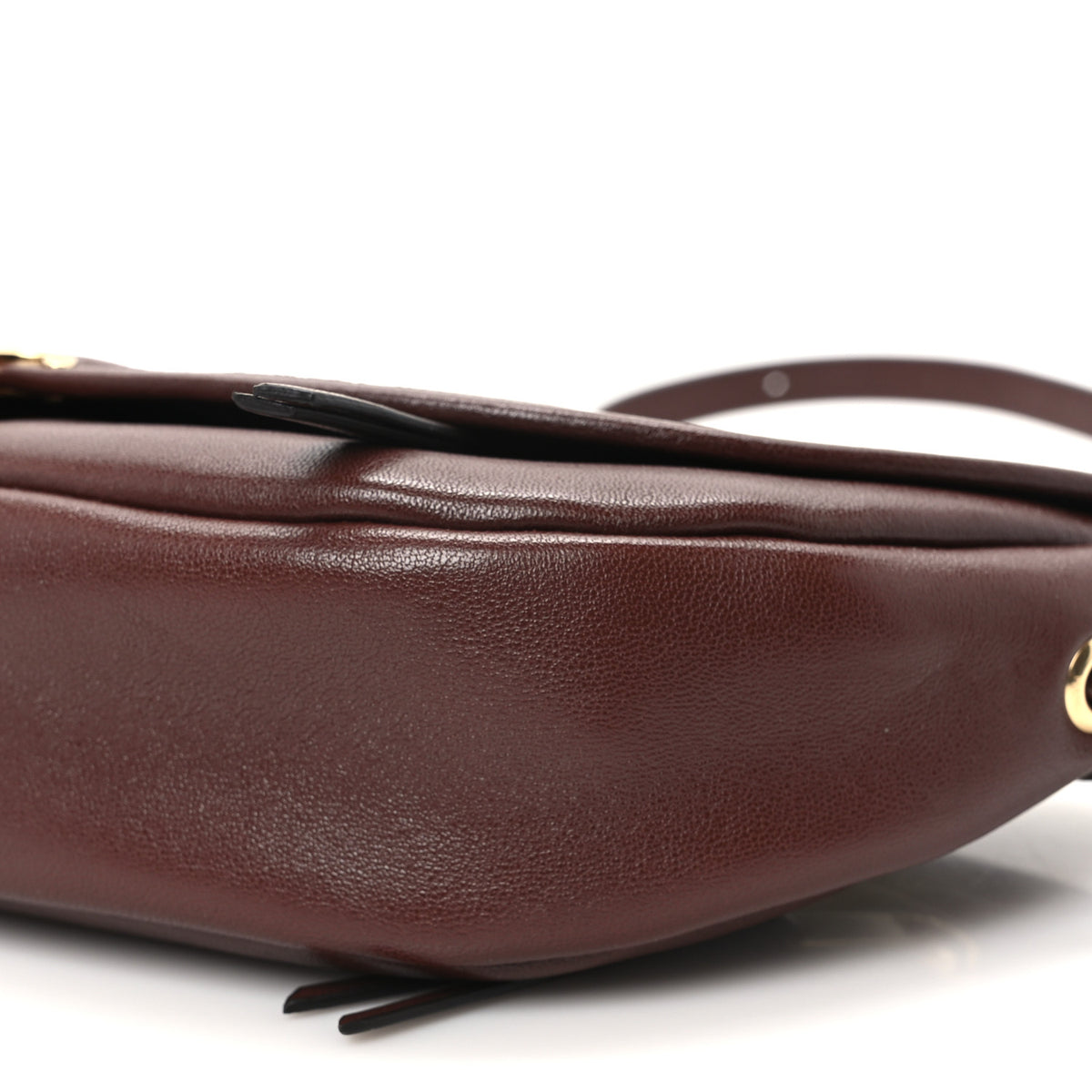 Shiny Lambskin Soft Triomphe Little Half Moon Bag Deep Brown