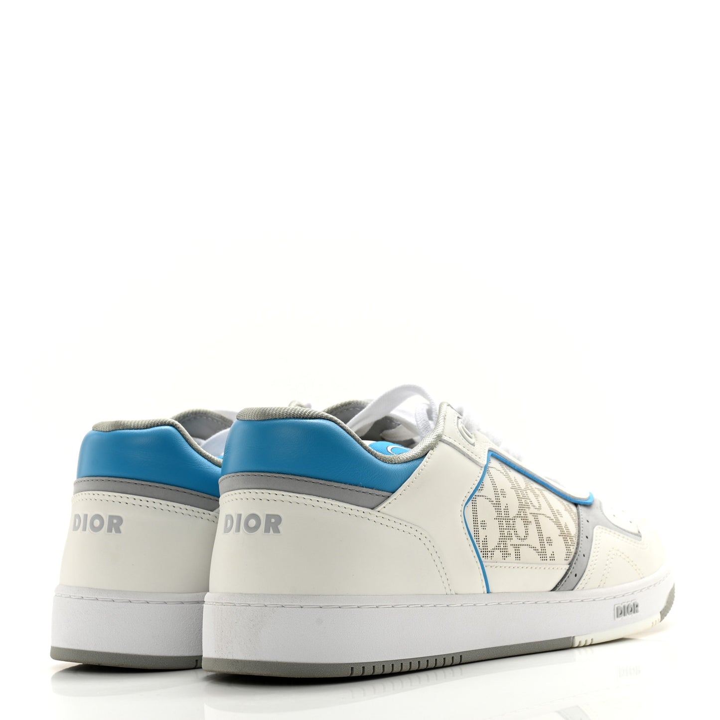 Smooth Calfskin Oblique Galaxy Perforated Mens B27 Low Top Sneakers 44 Beige Blue
