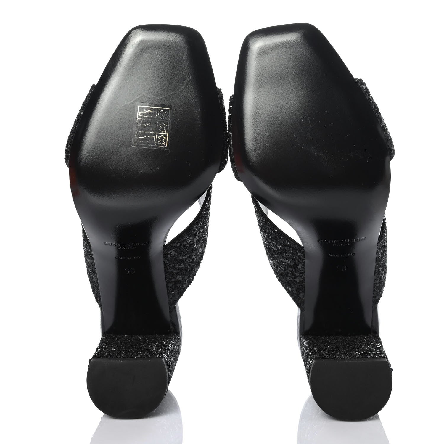 Saint Laurent Glitter LouLou 95 Mules 38 Black 4 of 4