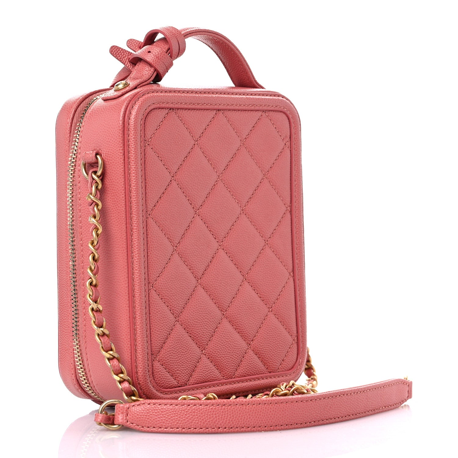 Chanel Caviar Quilted CC North South Filigree Vanity Case Pink 3 of 9