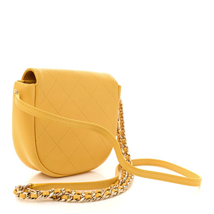 Chanel Goatskin Stitched Casual Trip Messenger Flap Yellow 3 of 10