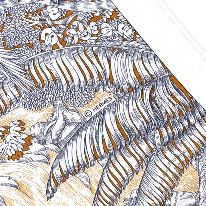 Hermes Silk Faubourg Tropical Scarf 90 Sepia White Caramel 5 of 5