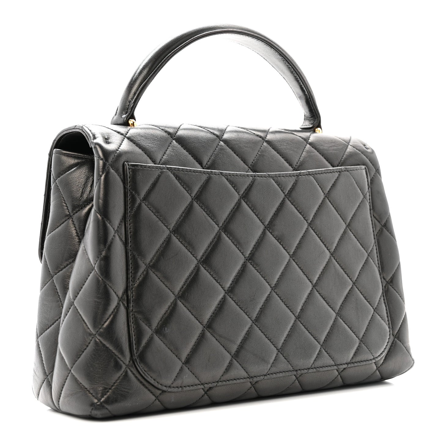 Lambskin Quilted Medium Kelly Flap Bag Black
