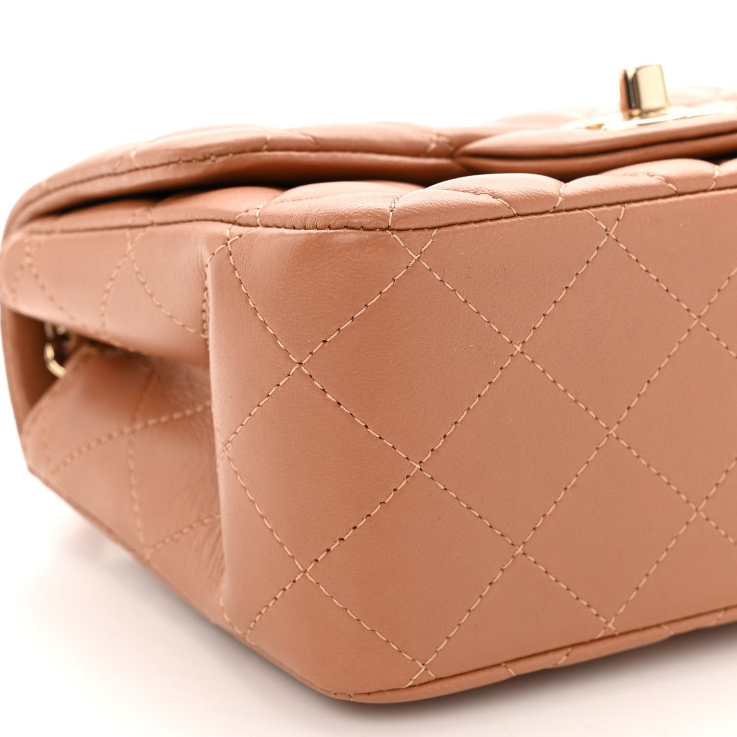 Lambskin Quilted Mini Square Flap Brown