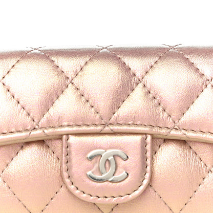 Chanel Iridescent Calfskin Quilted Classic 4 Key Holder Wallet Pink 9 of 13