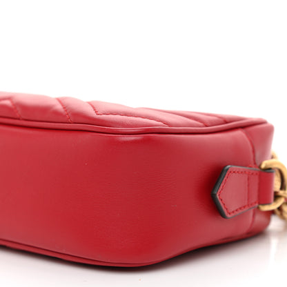 Gucci Calfskin Matelasse Mini GG Marmont Chain Shoulder Bag Hibiscus Red 8 of 8