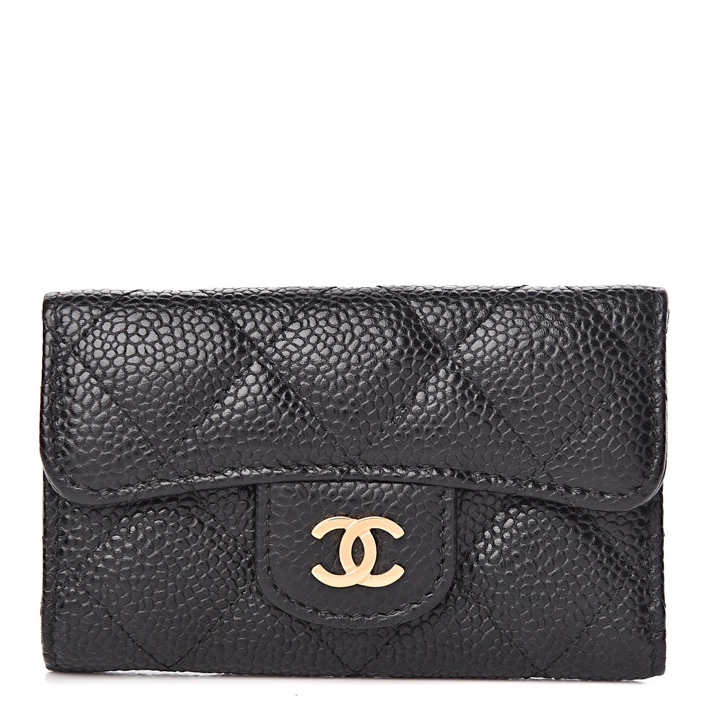 Caviar Quilted 6 Key Holder Black