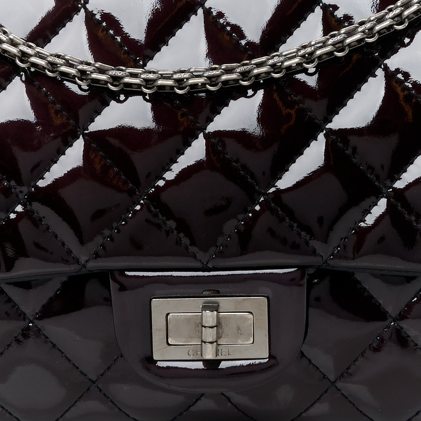 Patent Quilted 2.55 Reissue 227 Flap Black