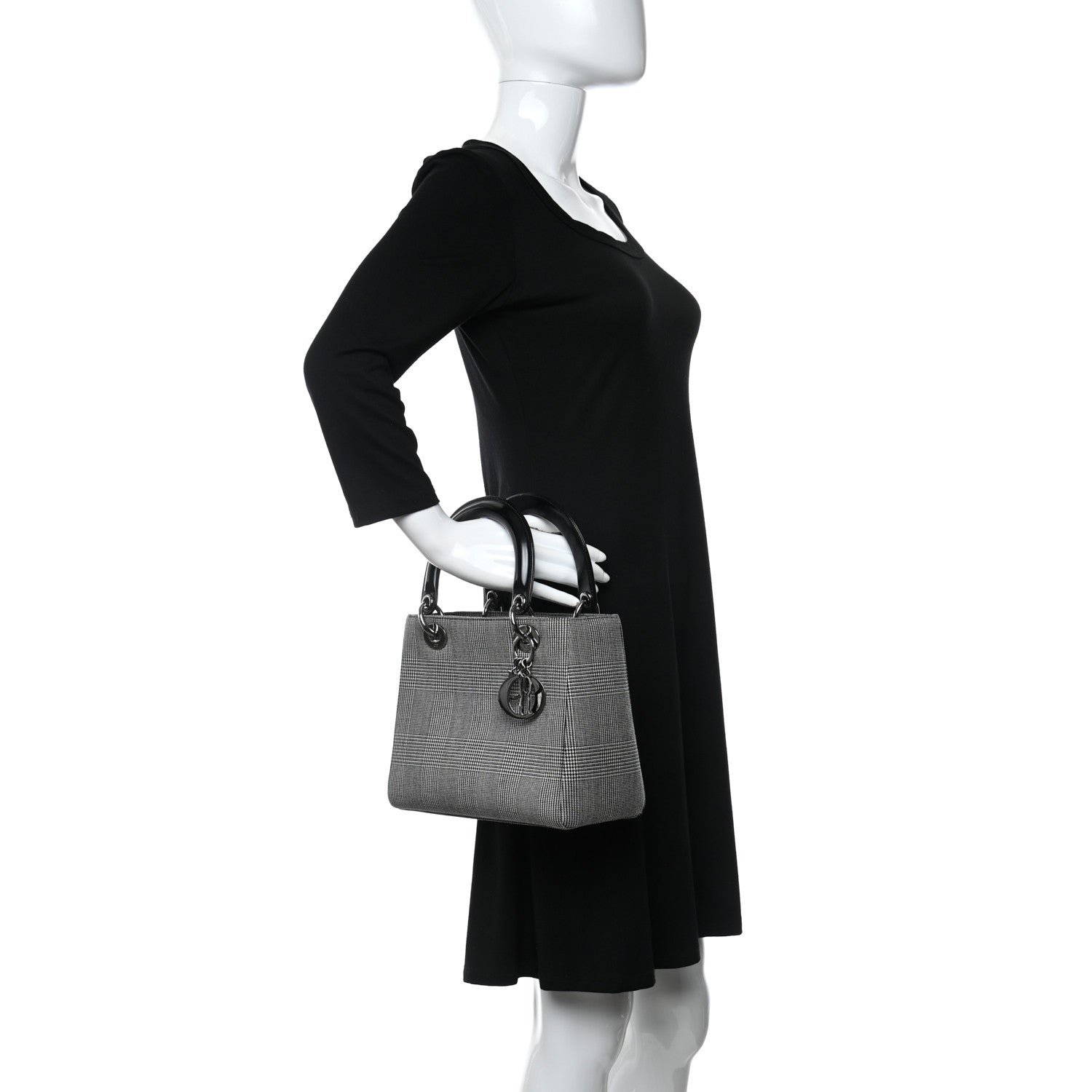 Christian Dior Patent Canvas Medium Lady Dior Black 2 of 9