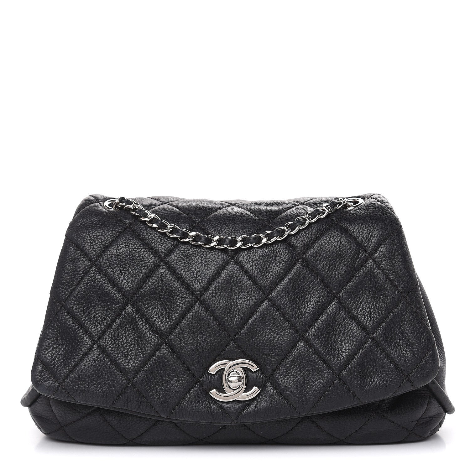 Chanel Grained Calfskin Single Flap Black 1 of 18
