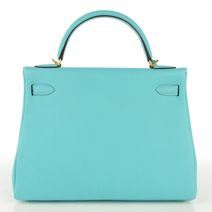 Hermes Togo Kelly Retourne 32 Bleu Atoll 4 of 24