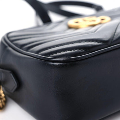 Gucci Calfskin Matelasse Small GG Marmont Chain Shoulder Bag Black 10 of 16
