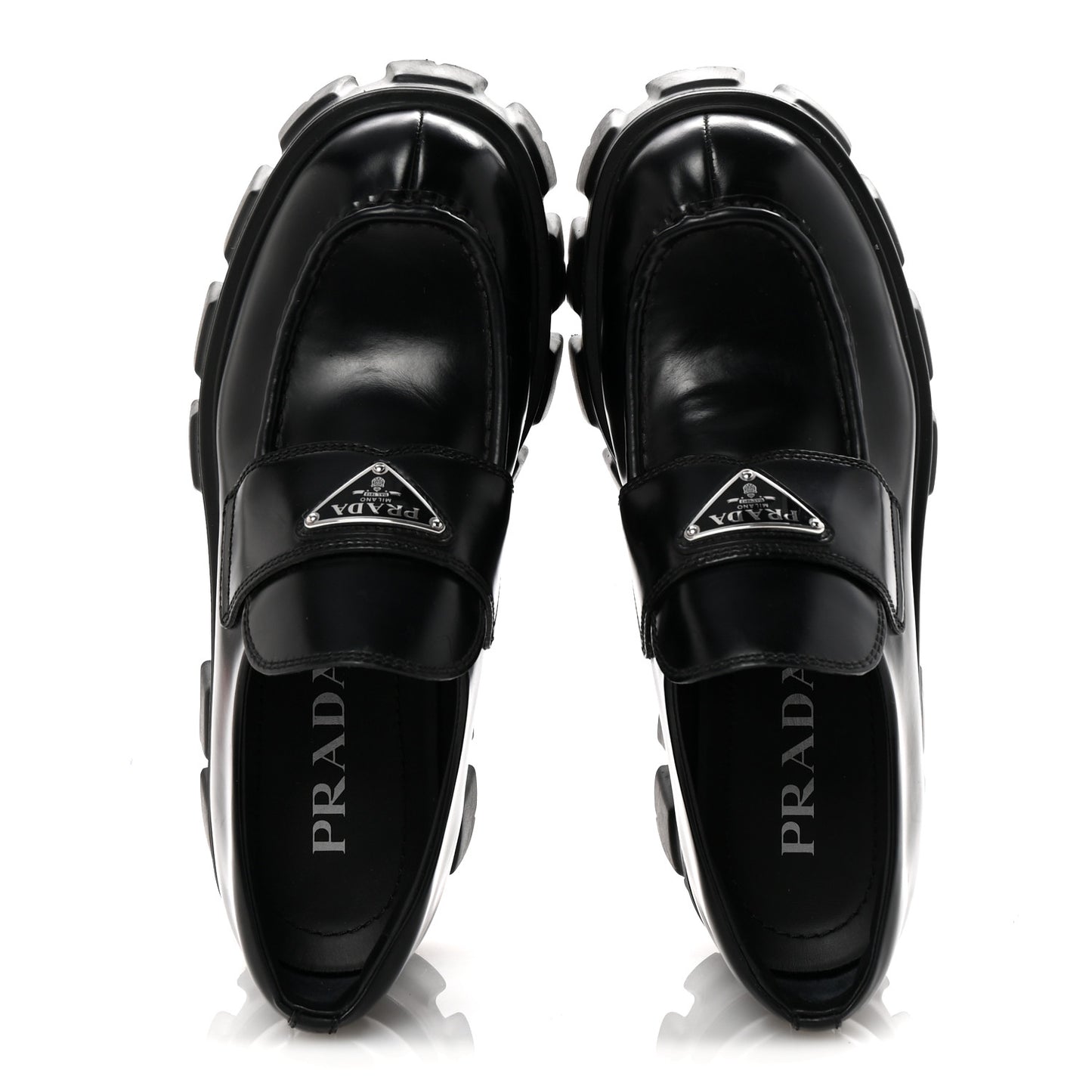 Spazzolato Rois Metal Triangle Logo Monolith 55mm Loafers 38 Black