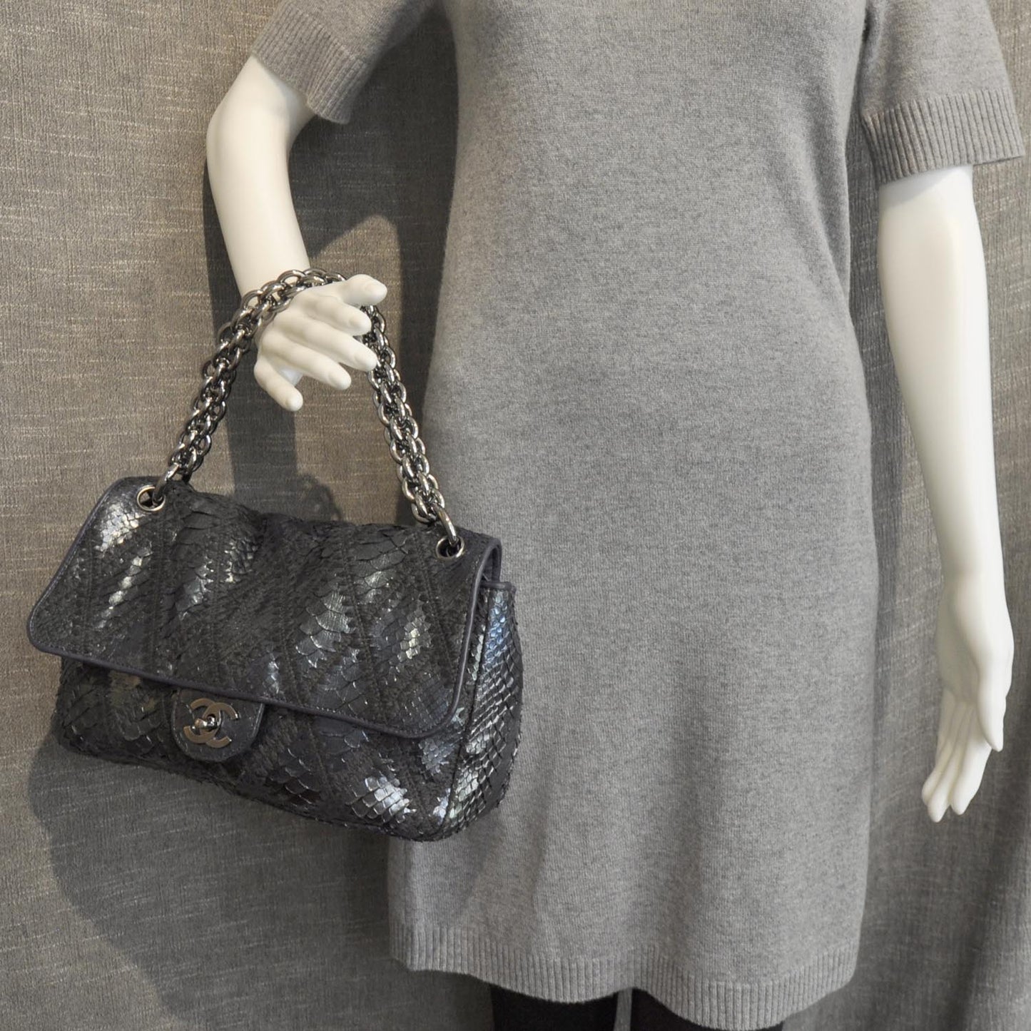 Python Crochet Stitched Jumbo Flap Blue