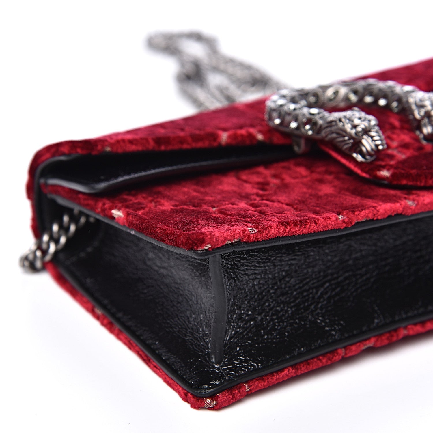 Gucci Velvet GG Monogram Super Mini Dionysus Shoulder Bag Red Cipria Black 6 of 9
