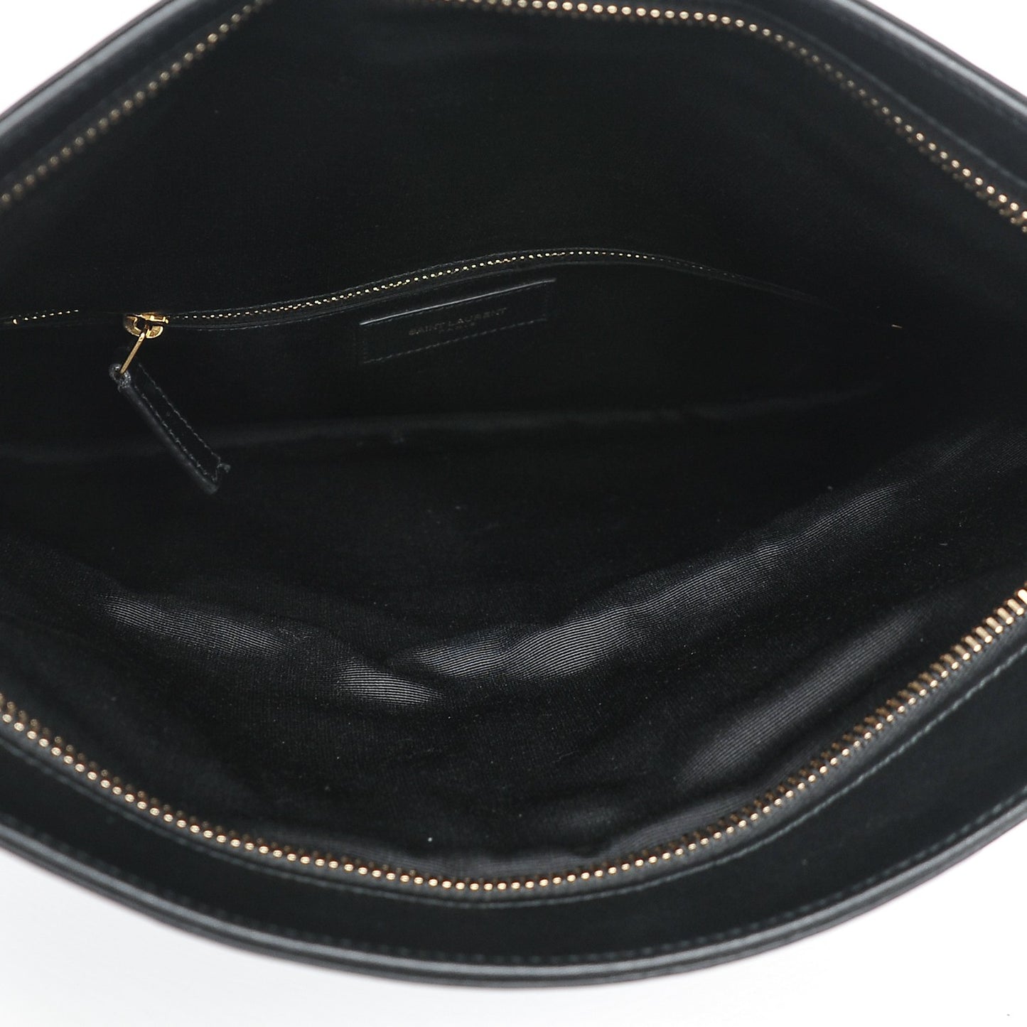 Smooth Calfskin Letters Fold-Over Clutch Black