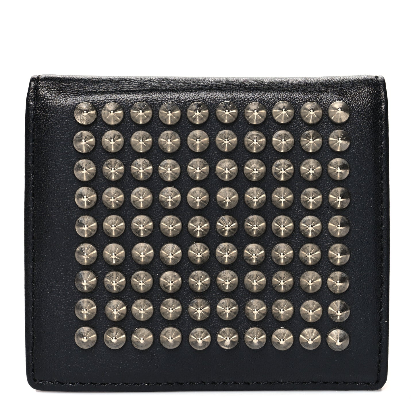 Calfskin Spiked Bi-Fold Wallet Black