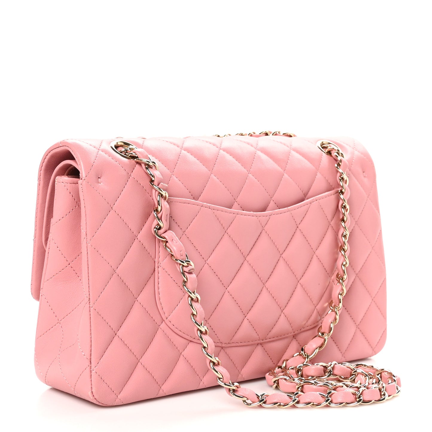 Lambskin Quilted Medium Double Flap Rose Pink