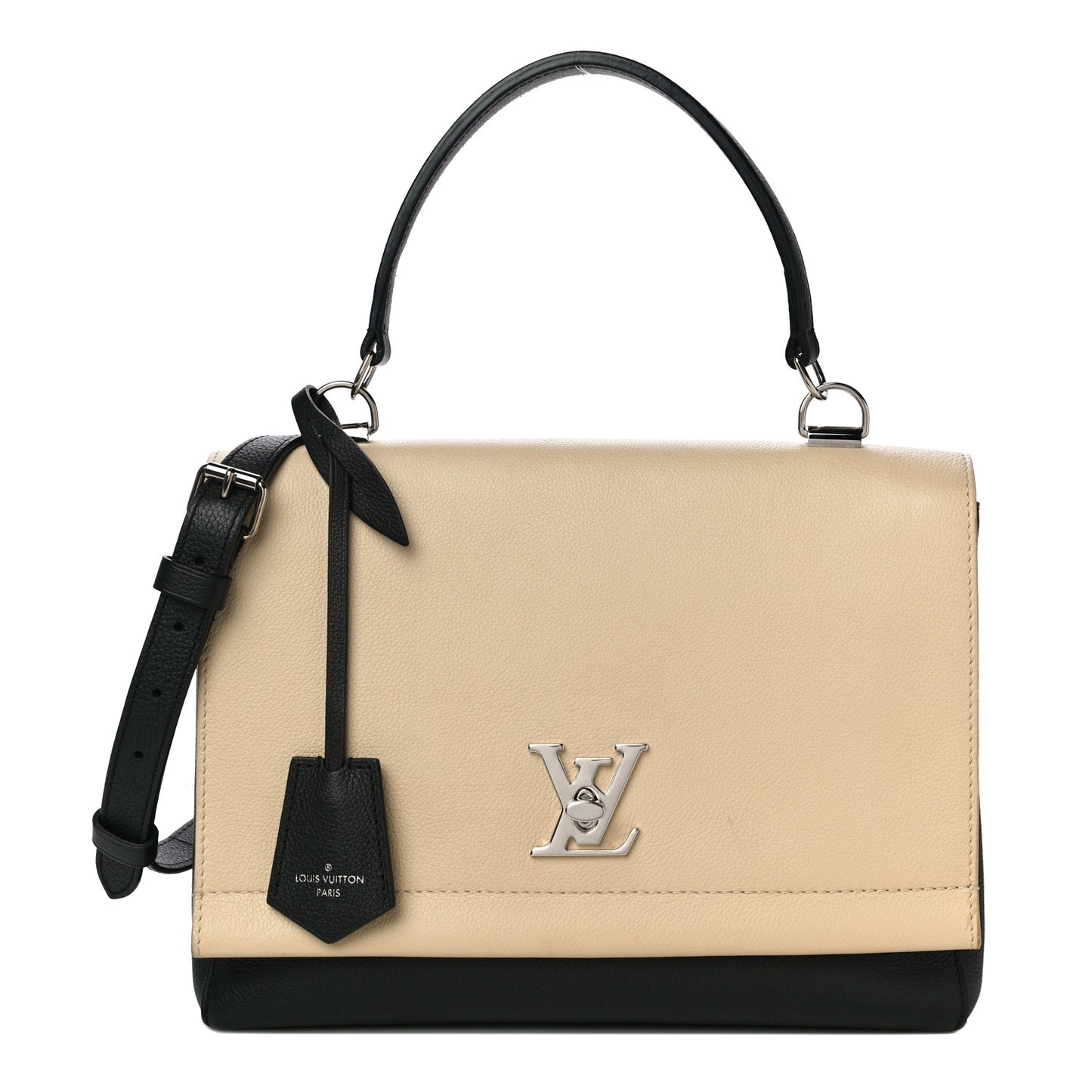 Soft Calfskin Lockme II Top Handle Vanille Black