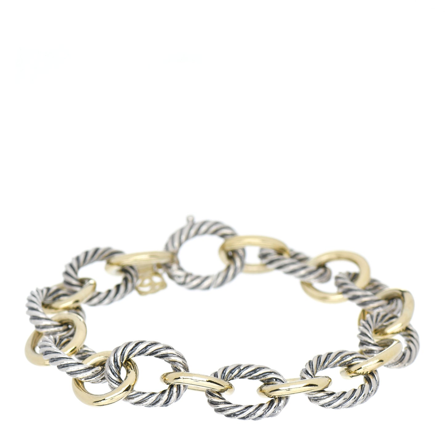 Sterling Silver 18K Yellow Gold 12mm Large Oval Link Bracelet