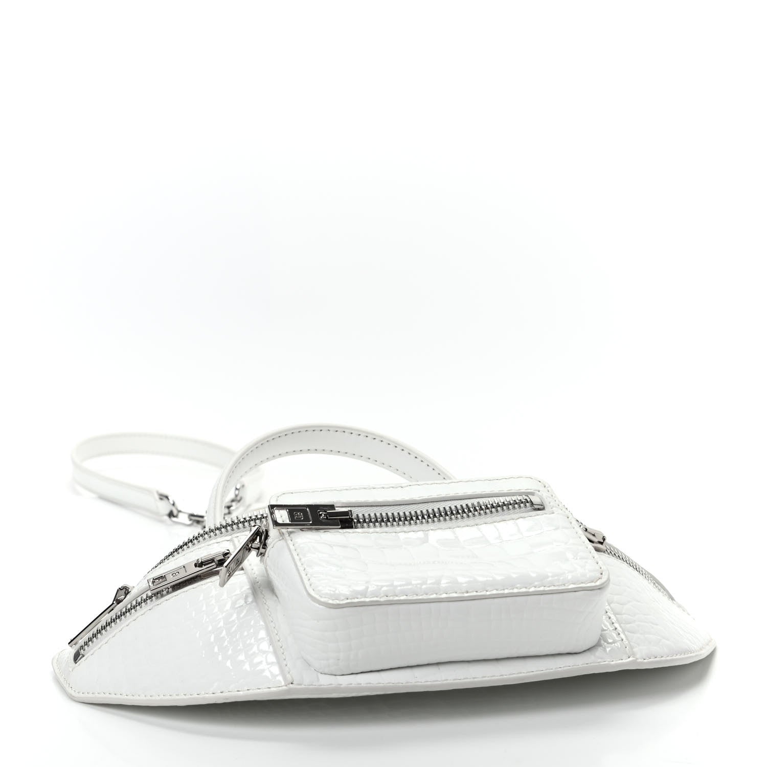 Alexander Wang Crocodile Embossed Patent Mini Top Handle Attica Belt Bag White 4 of 9