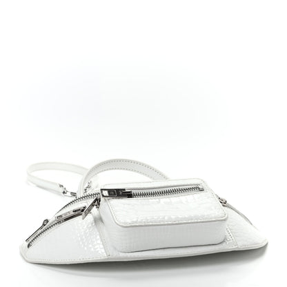 Alexander Wang Crocodile Embossed Patent Mini Top Handle Attica Belt Bag White 4 of 9