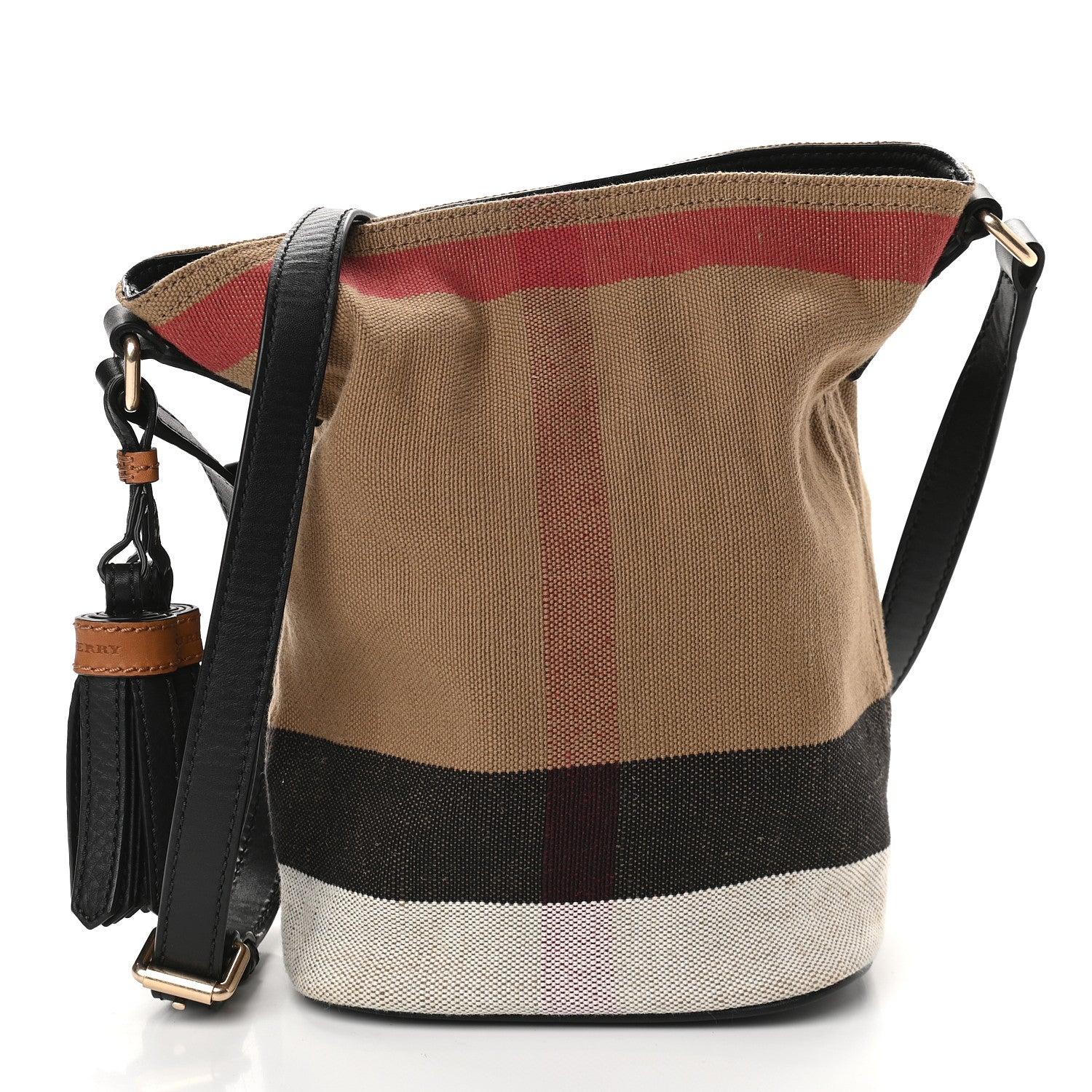 Burberry Canvas Mega Check Mini Ashby Tassel Crossbody Black 3 of 11