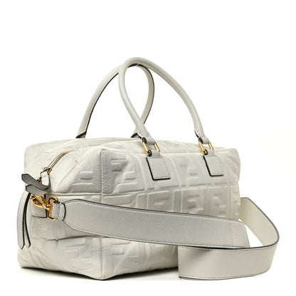 Fendi Nappa FF 1974 Embossed Small Boston White 2 of 19