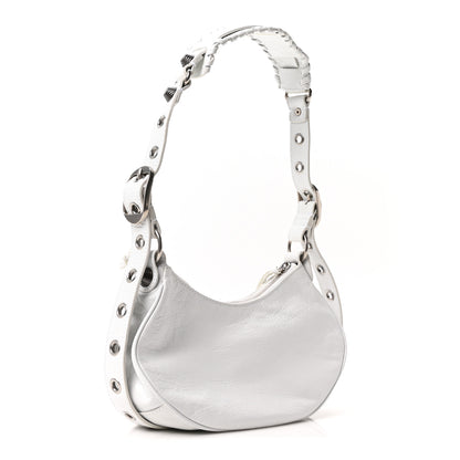 Balenciaga Agneau Arena Lunar New Year Graffiti Logo Le Cagole Shoulder Bag XS Optic White 4 of 12