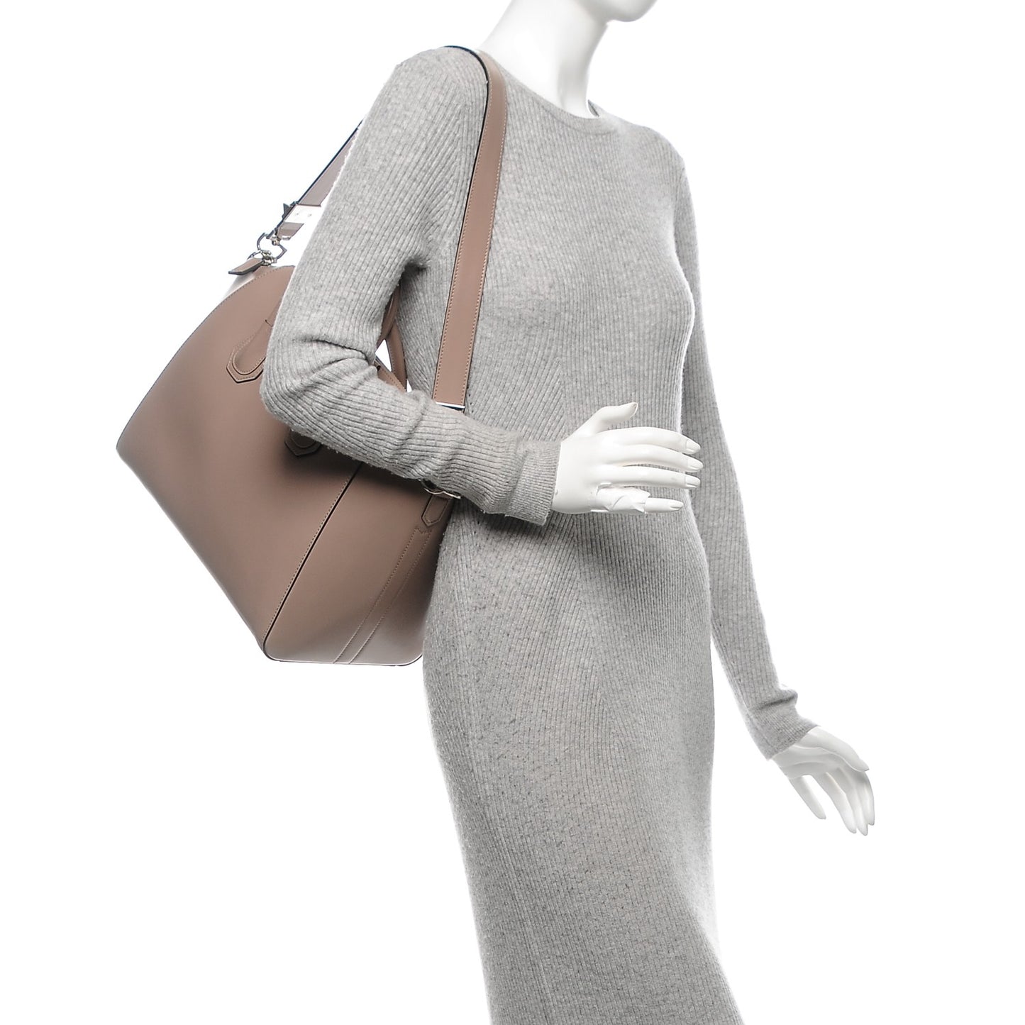 Shiny Lord Calfskin Medium Antigona Taupe