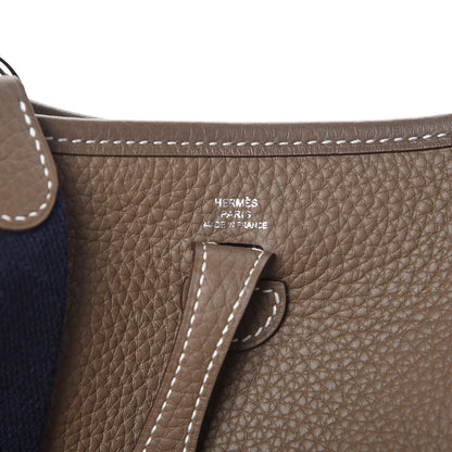 Hermes Taurillon Clemence Amazone Evelyne TPM Etoupe Bleu Indigo 6 of 8