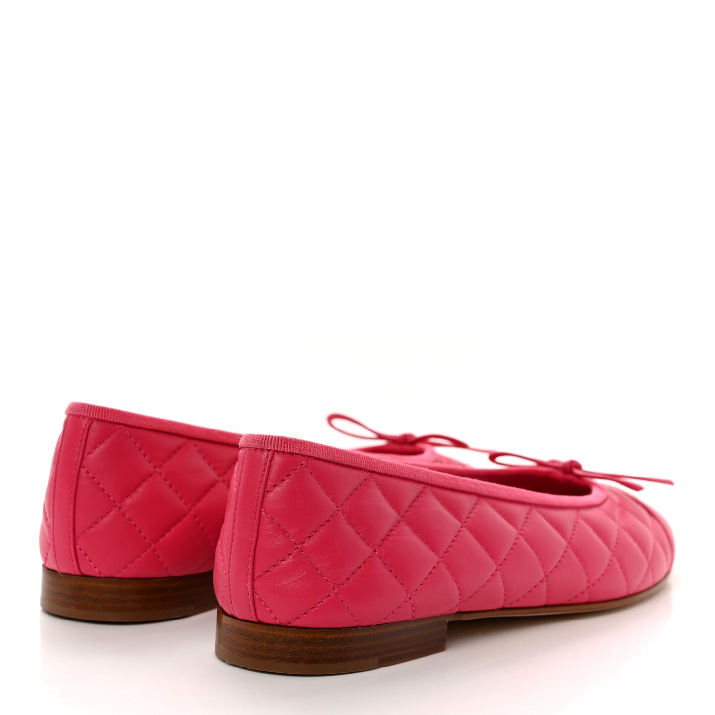 Lambskin Quilted CC Cap Toe Ballerina Flats 39.5 Pink