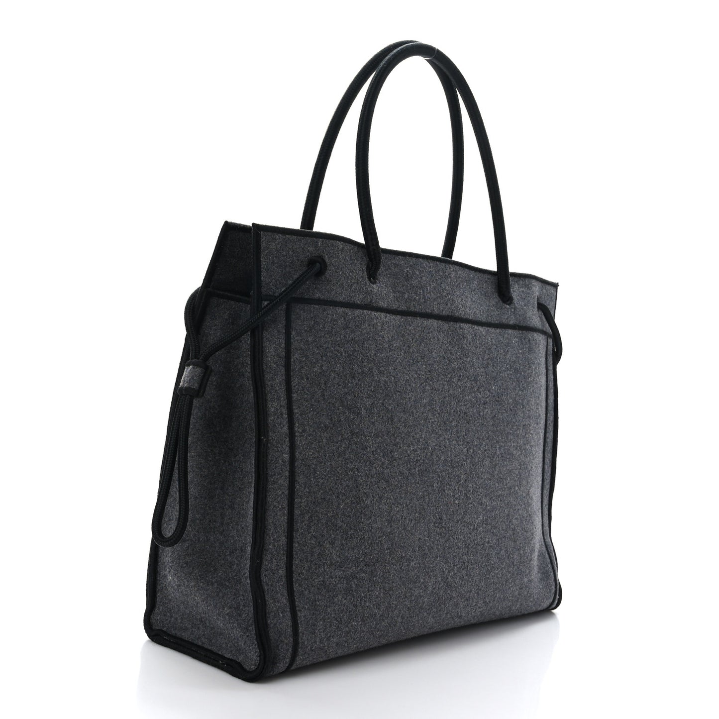 Melange Flannel Satin Logo Embroidered Threaded Edge Shopping Tote Grigio Black
