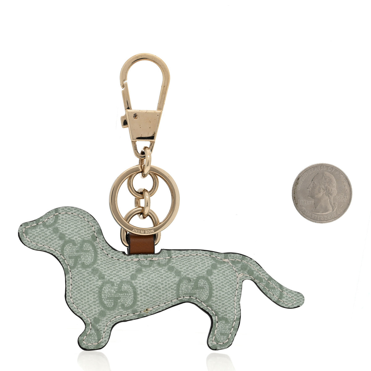 GG Supreme Monogram Dog Shaped Bag Charm Sage Green
